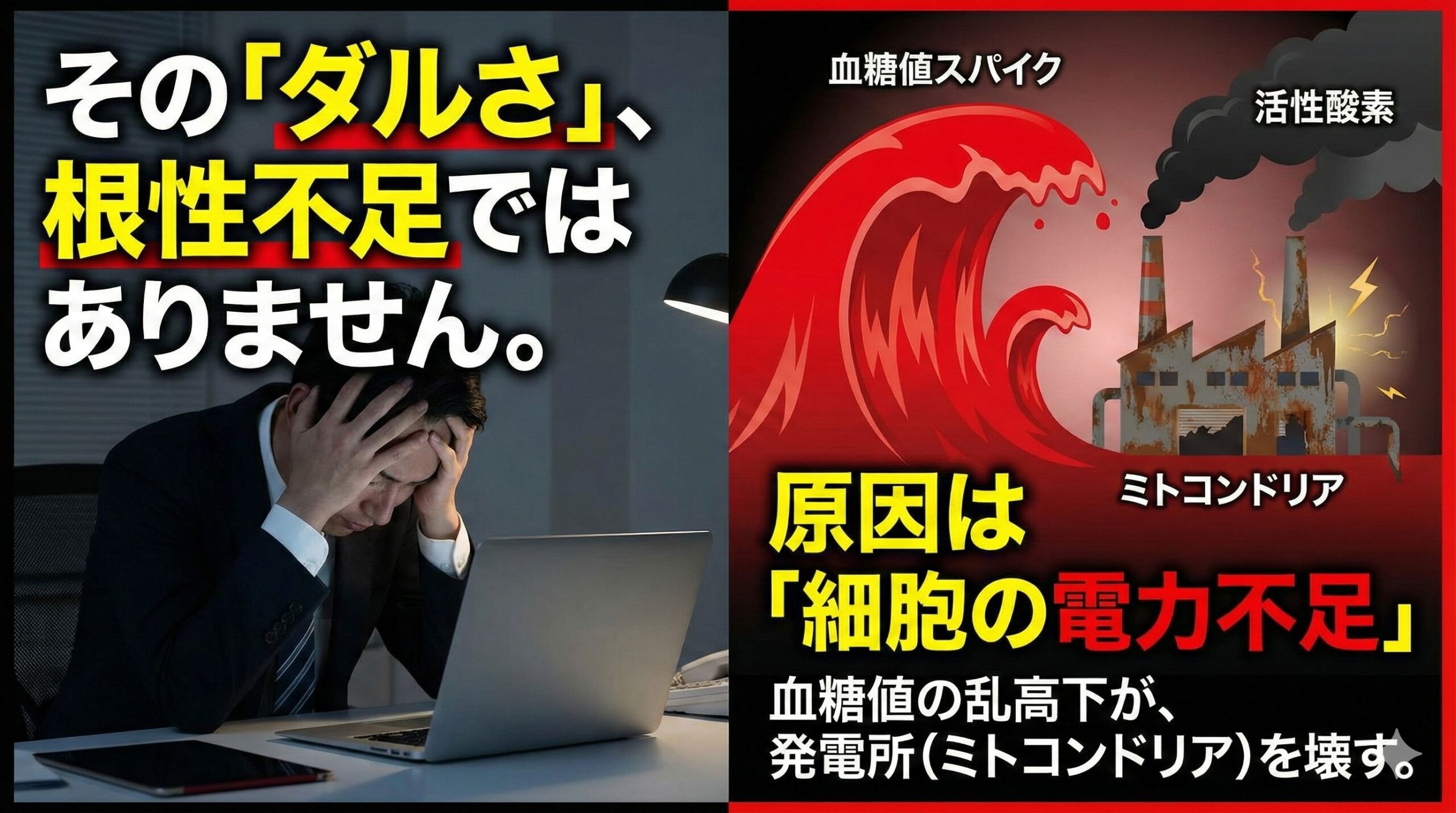 血糖値の乱高下はミトコンドリアを破壊する|血糖スパイクが奪う集中力・意欲・回復力の正体