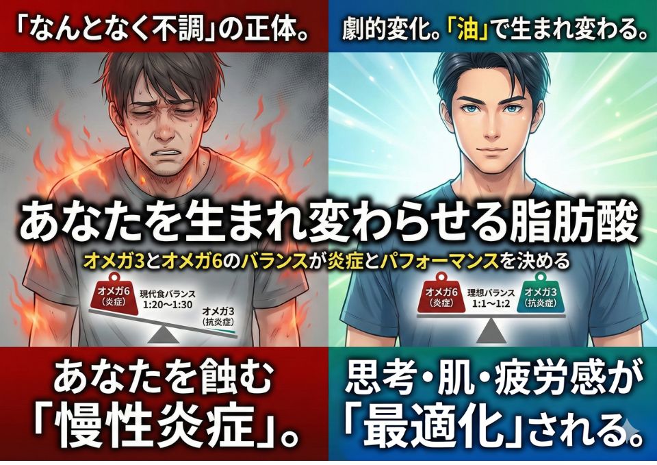 あなたを生まれ変わらせる脂肪酸|オメガ3とオメガ6のバランスが炎症とパフォーマンスを決める