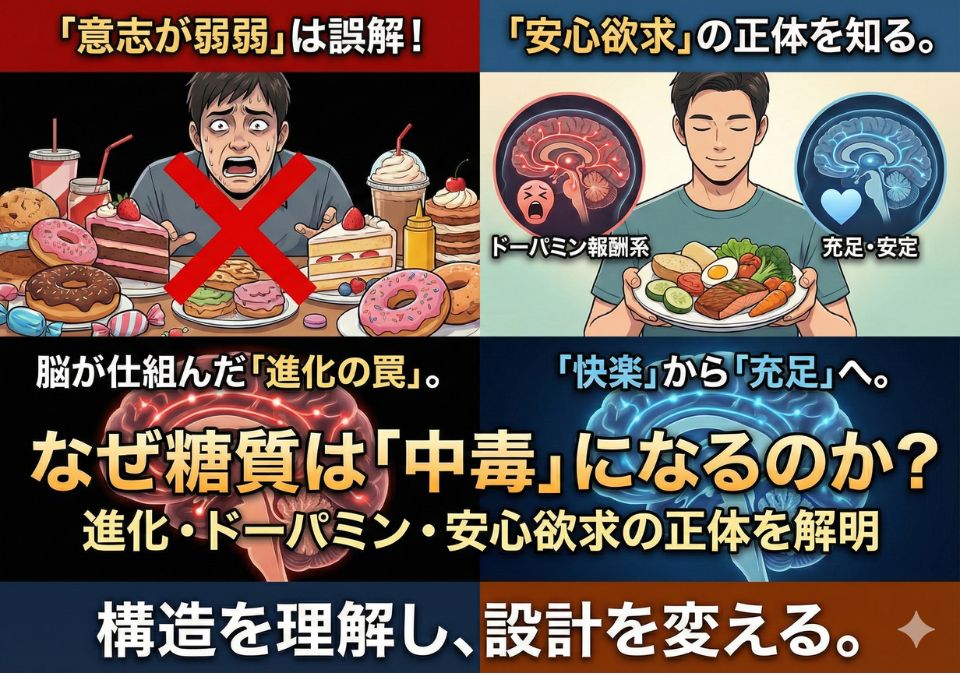 なぜ糖質は美味しいと「感じて」中毒性があるのか|進化・ドーパミン・安心欲求の正体